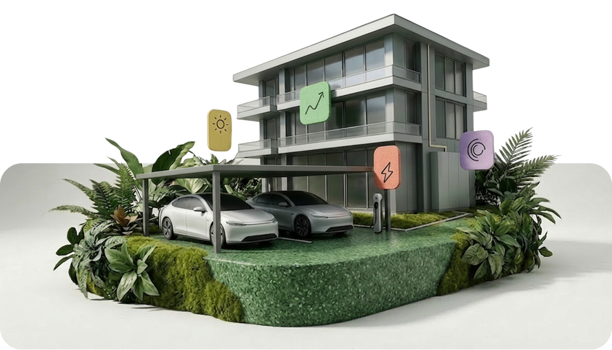 Electric fleet home charging illustration